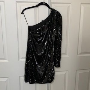 Express one sleeve sequin dress